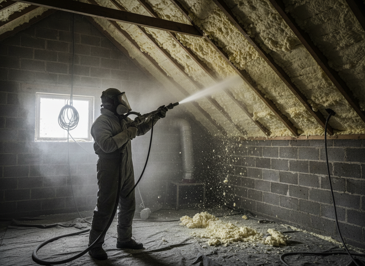 Sand Blasting Spray Foam Insulation Removal in Barnstaple, Devon